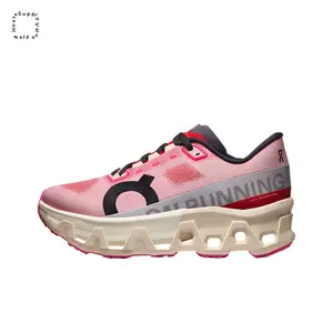 Pink High-Performance Cushioned Running Shoes, Large-Scale Hollow Cloud Outsole with Engineered Mesh Upper Design