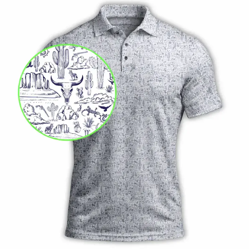 Premium White Desert Golf Polo Shirt for Men, Breathable Performance Style for Play and Comfort