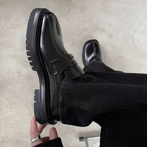 Retro men’s split-toe loafers, thick-soled square-toe clogs, British-style pig clog shoes, slip-on casual shoes, trendy leather casual shoes