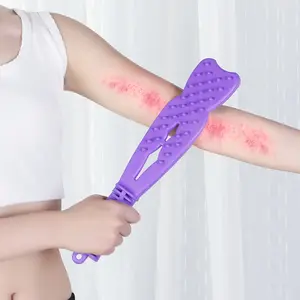 1 piece purple Chinese-style massage paddle – ergonomic TPR design, comprehensive relaxation, elimination of dampness and detoxification, comfortable massage tool for healthy skin care, massage supplies