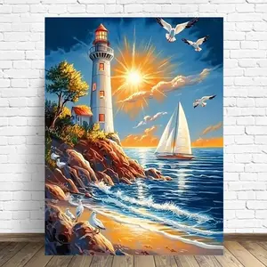 Diamond Painting Lighthouse Landscape Acrylic Craft Supplies Embroidery Seasdie DIY Diamond Mosaic Sunflower Handicraft