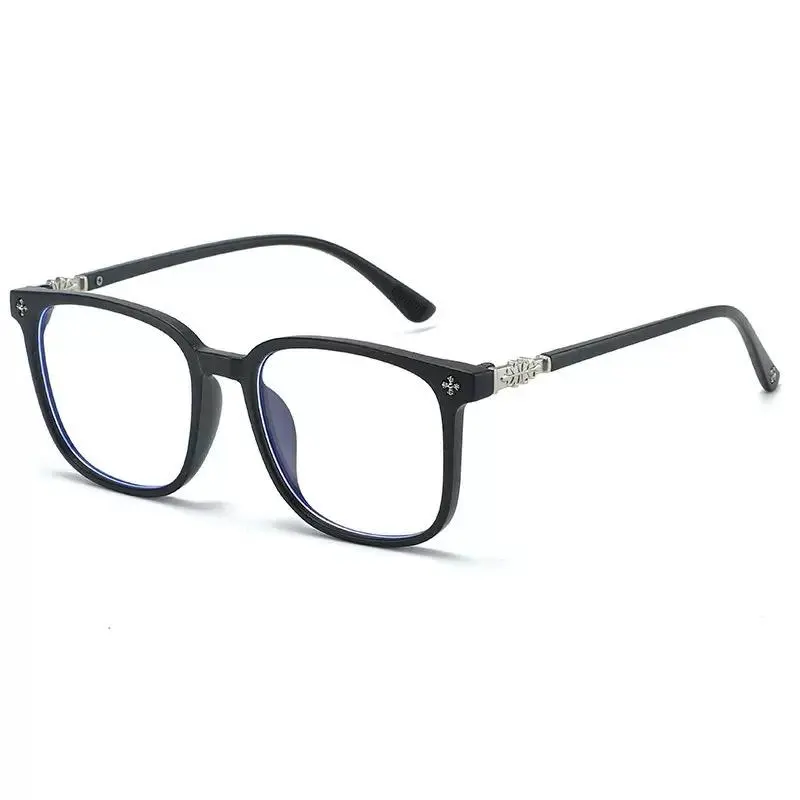 Lyrasses Bright Black Square Glasses Anti-BlueLight & Photochromic Unisex Fashion Frames Trendy Daily Accessory for Gifting High Quality Eyewear with Blue-Light Block