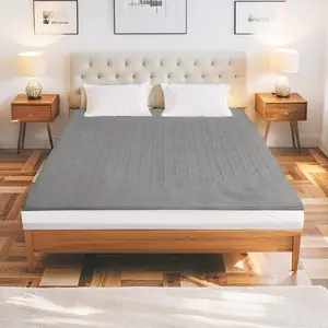 Electric Mattress Pad King Size 78"x80" with 10 Hours Auto Off 5 Heat Setting Dual Controller Fit Up to 15 Inch Deep Pocket, Machine Washable - Gray