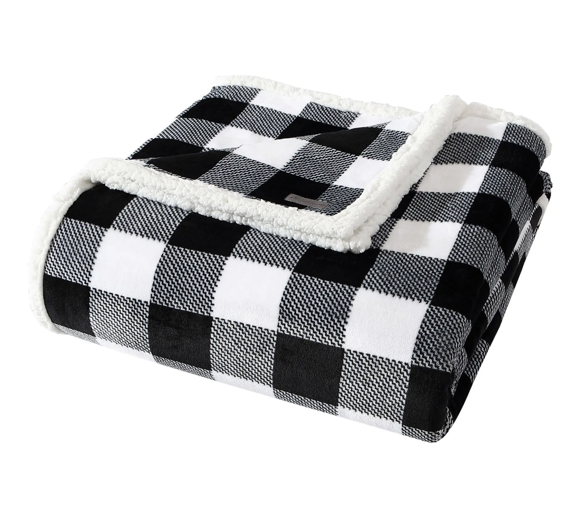 Eddie Bauer Cabin Plaid Black Plush Fleece Full/Queen Blanket