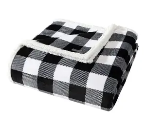 Eddie Bauer Cabin Plaid Black Plush Fleece Full/Queen Blanket