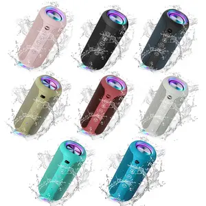 Springtok Audio Smartphone with Bluetooth 5.3, IPX7 Waterproof, 24W Loud Sound, LED Lights, 30H Playtime, Black Speaker for Home/Outdoor/Party/Beach