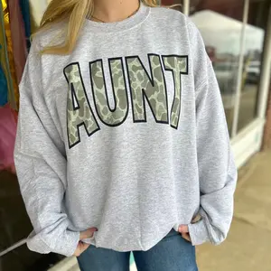 AUNT Old School Camo Oversized Print Crewneck Sweatshirt