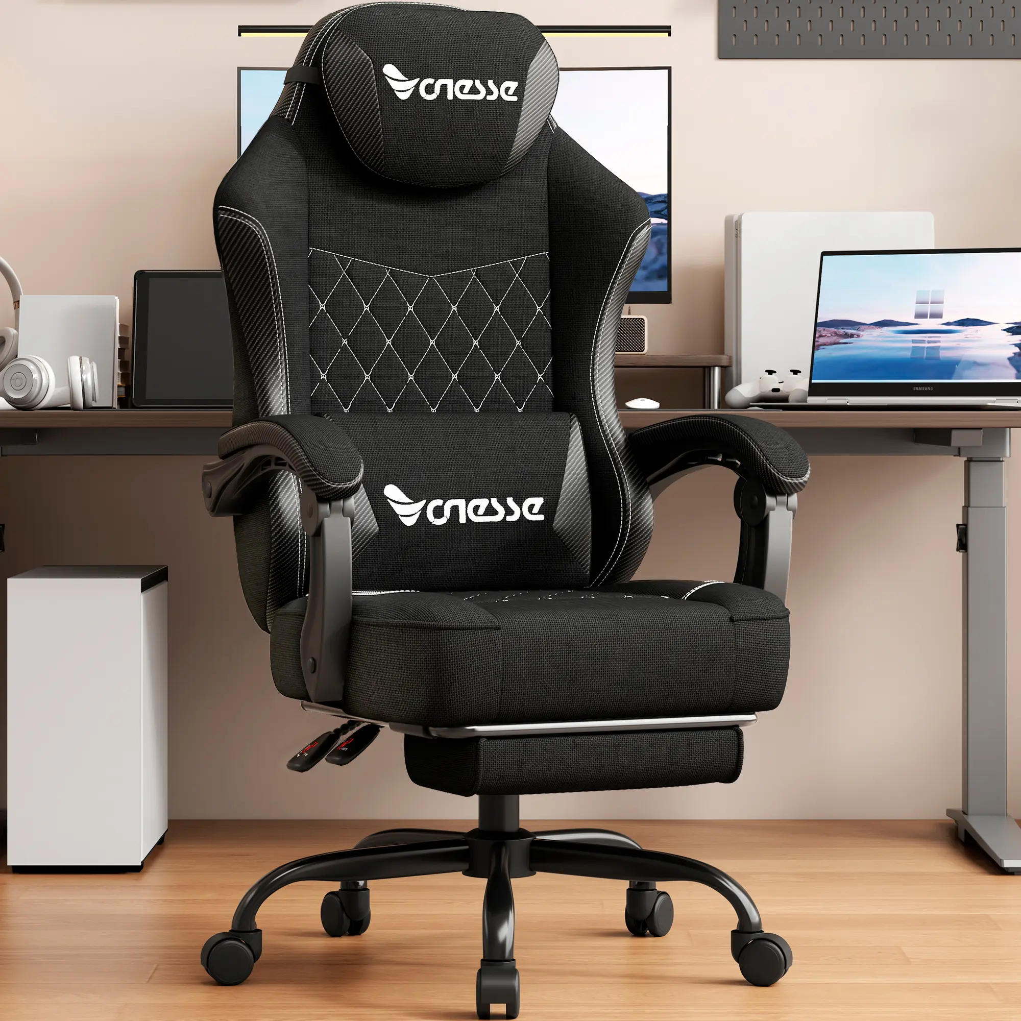 Vonesse Adult Gaming Chair, High Back Computer Chair, Large Gaming Chair with Foot Pedal and Massage Function, 160° Tilt Gaming Chair 300 lb recliner Office Chair V3008A summergarden