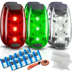 6pcs Navigation Lights for Boat Kayak, Battery Operated Safety Lights Kit for Night Kayaking, High Visibility, Boat Safety Whistle Included, 12PCS Extra Batteries