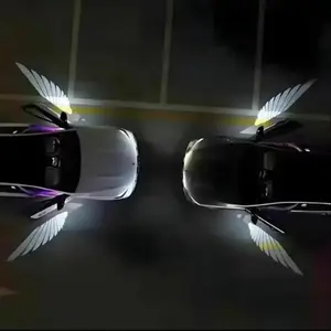 2 Pcs White Angel Wings Wireless LED Car Door Projector Lights Universal Fit Bright Welcome Puddle Sill Lights Waterproof Exterior Auto Decor Lamp for All Vehicle Models