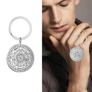 Seal of The Seven Archangels Keychain 7 Archangels Pendant Christian Medallion Keychain Talisman Jewelry Religious Gifts for Women Men