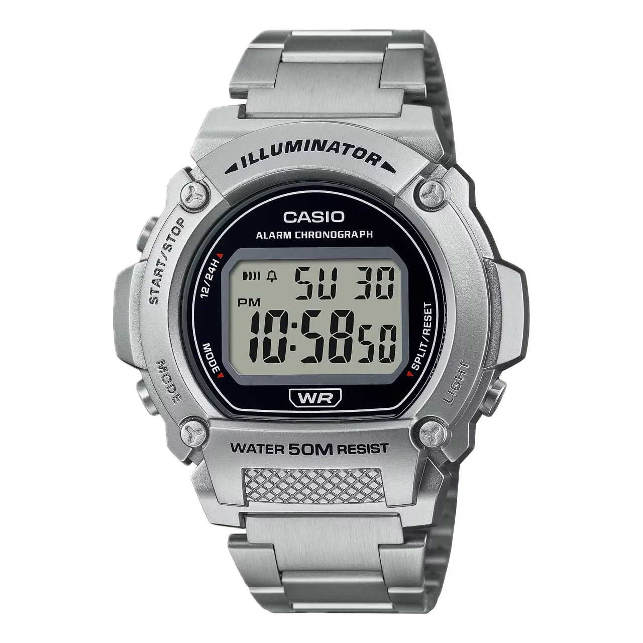 Casio Men's Classic Digital Watch with Stainless Steel Band - W-219HD-1AVCF