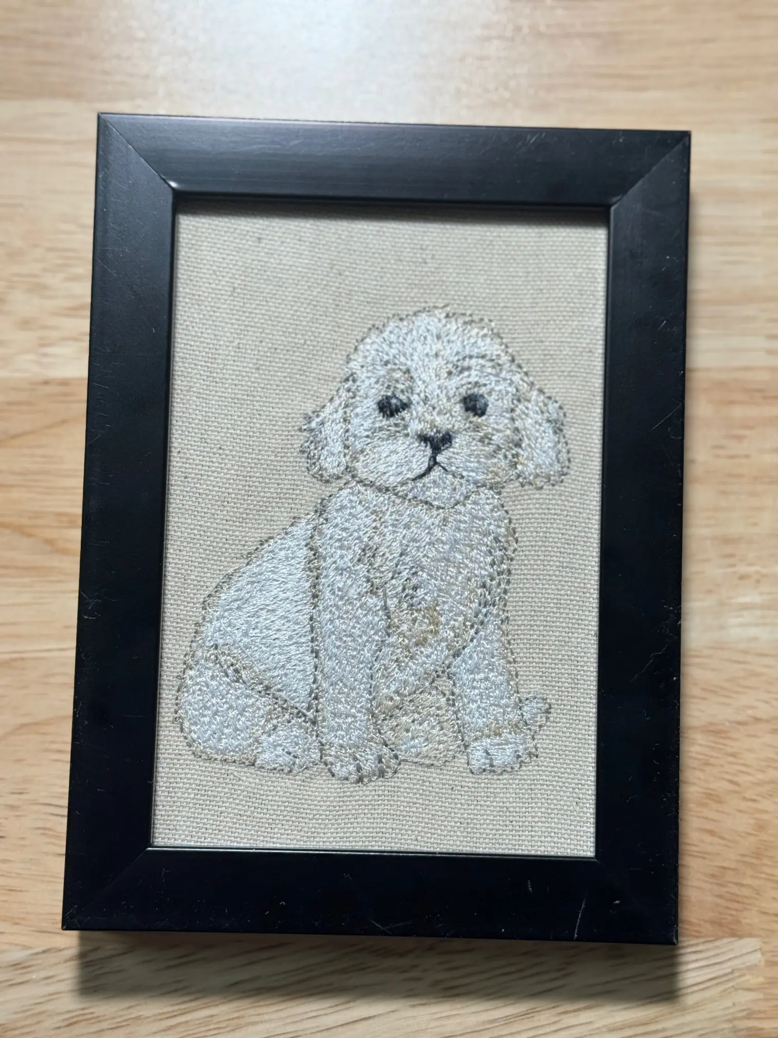 Machine-Embroidered Framed Dog Plaque - Poodle, Maltese, Bichon Designs - Tabletop Home Office Decoration - Other Canine Breeds Available