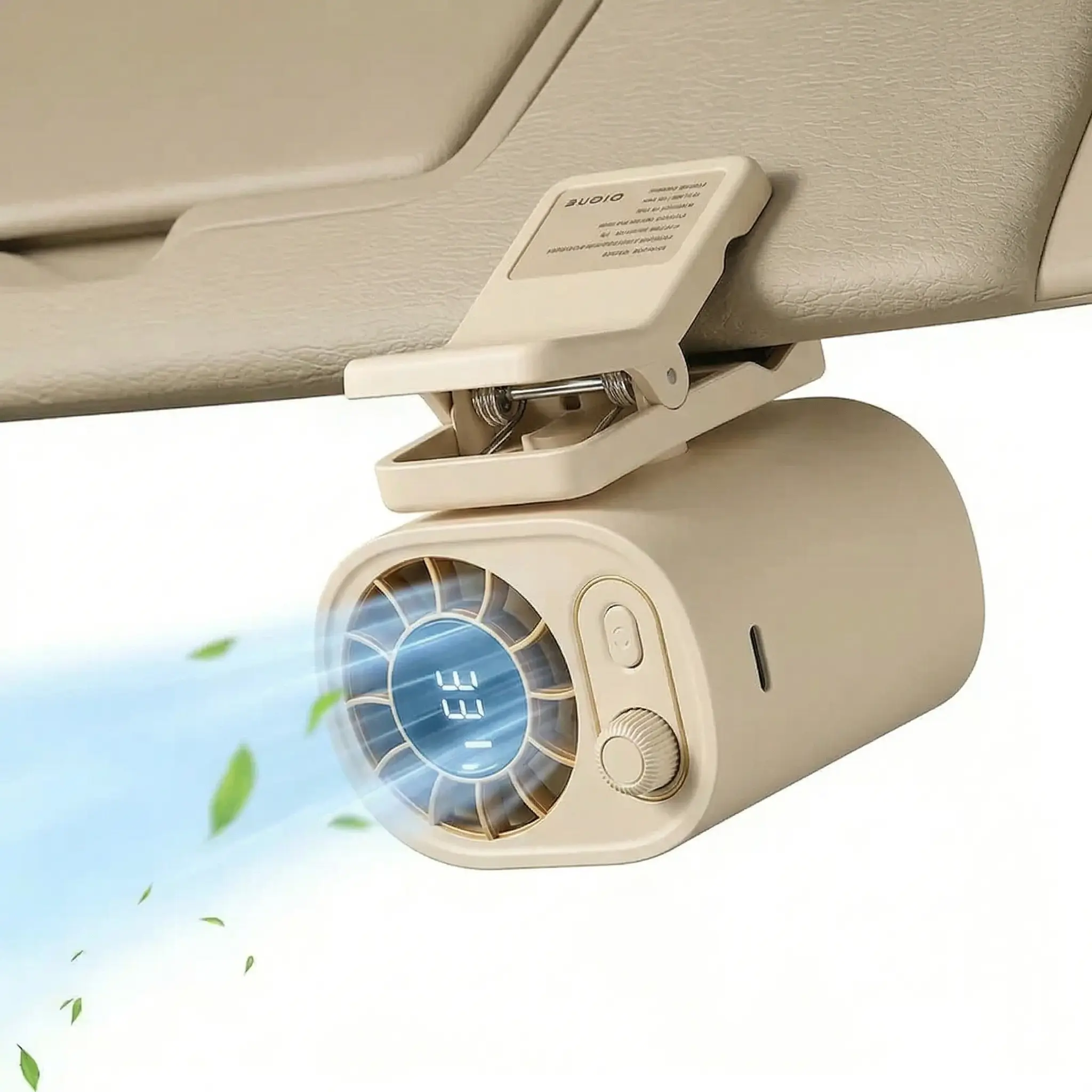 GMOX Car Clip On Fan No Cooling Function with LED Display 360° Rotation 100 Speeds Adjustable USB Rechargeable Personal 1800mAh Battery Stepless Speed Adjustment Charging Button Portable Usb Fan outdoorfun outdoorfun