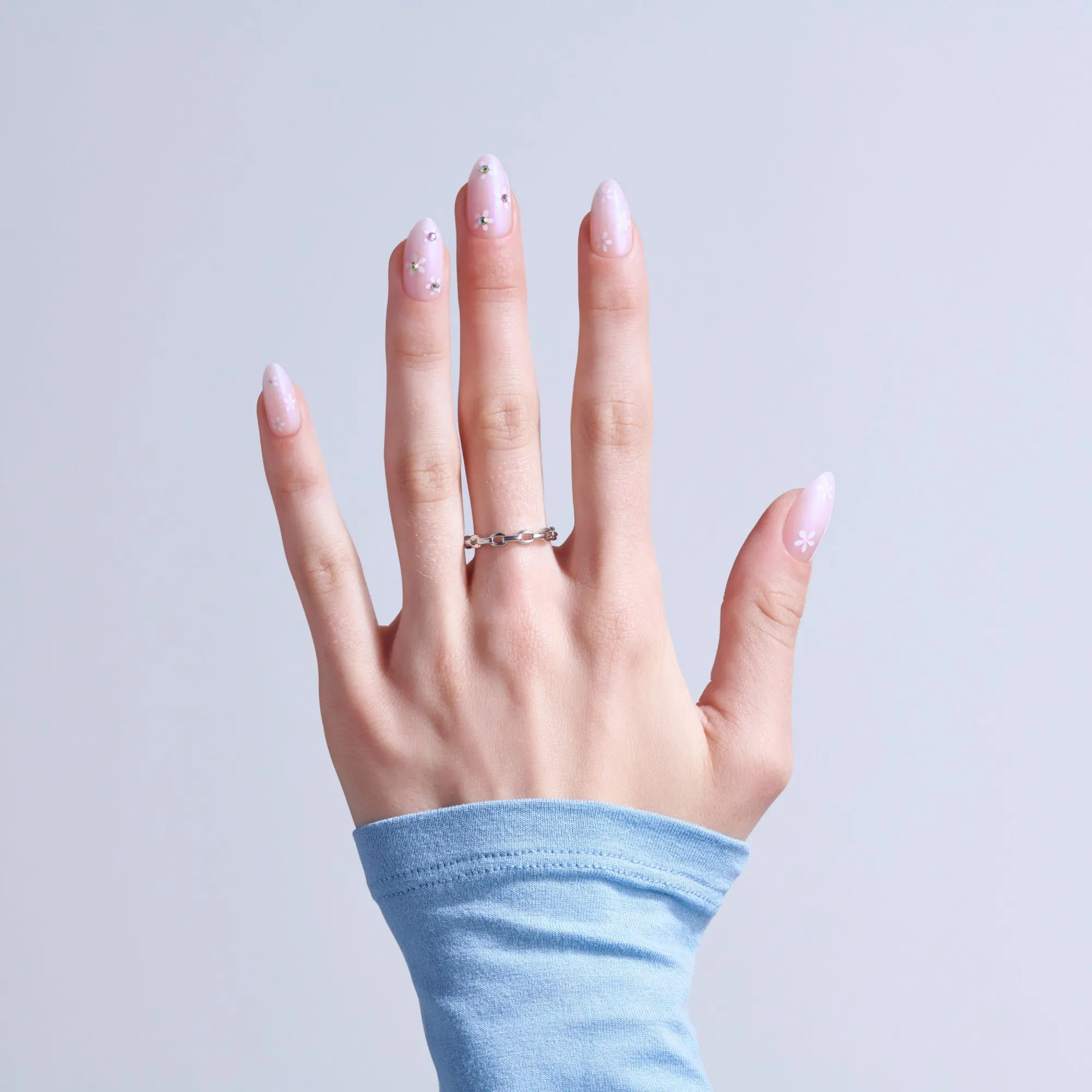 Kiss Glam 3D & Jewel Press On Fake Glue Nails  - Breeze of Bliss | Design, Pink, Medium, Almond