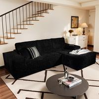 114" Black Starry Sky Fabric Right Chaise