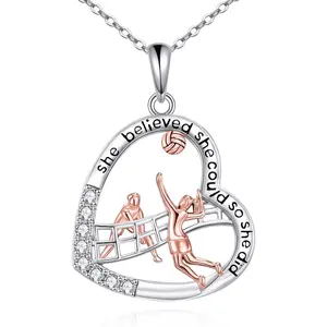 Volleyball Necklace for Women 925 Sterling Sliver Volleyball Gifts for Teen Girls