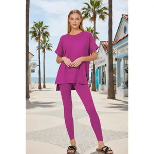 Zenana Brushed Microfiber Short Sleeve Round Neck Top and Leggings Loungewear Set