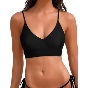 Women' s V-Neck Thin Adjustable Strap Bikini Tops Front Crisscross Swimsuit Top Beach Bathing Suit Top Only