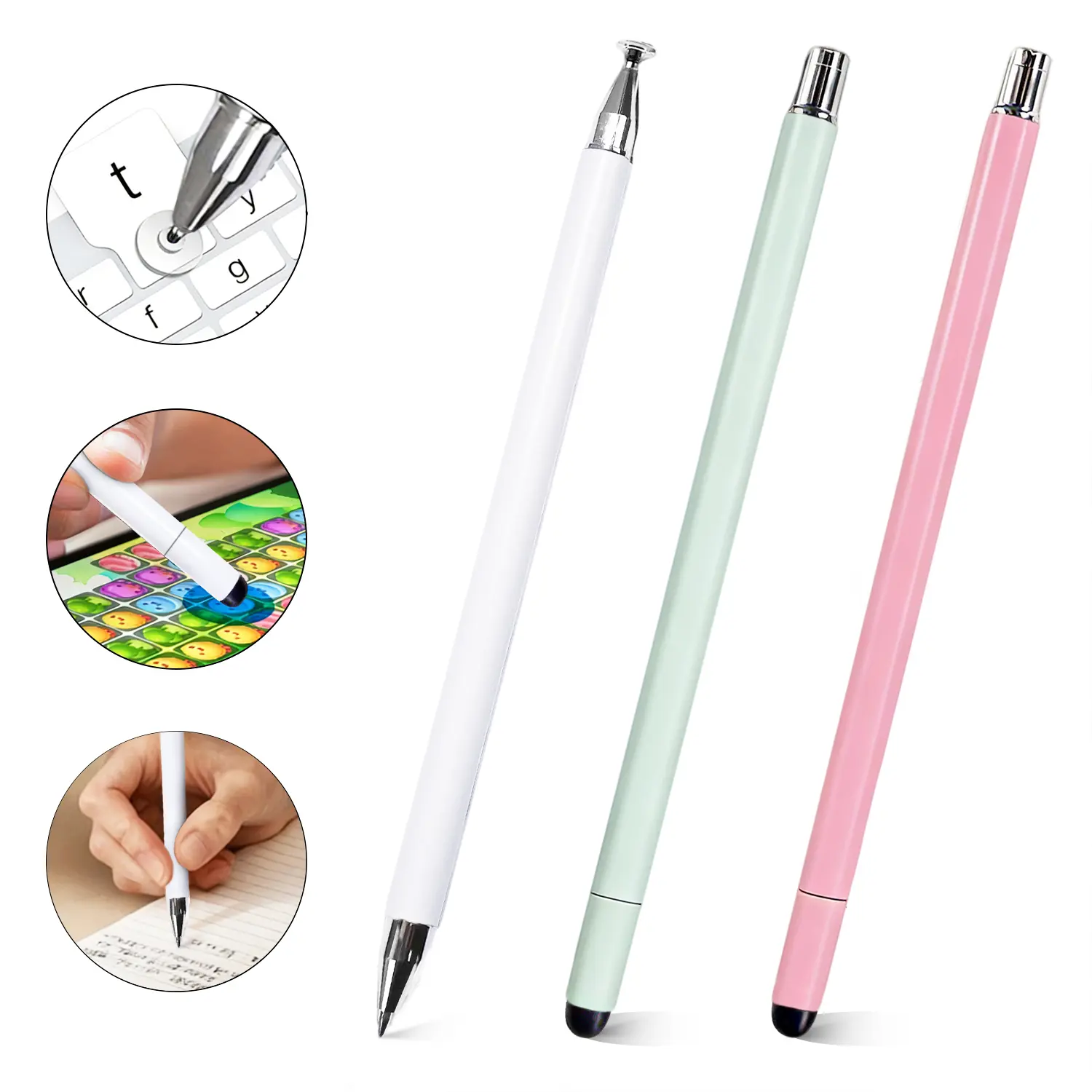 Universal Capacitive Stylus 3-in-1 – No Battery, Ultra-Precise & Responsive, Works on All iPads, iPhones, Samsung, Android Tablets, Nintendo Switch & More | Ideal Tablet Pen for Students | BackToSchool