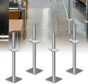 4 Pack 24" Screw Scaffolding Jack, Adjustable Scaffold Leveling Jacks, Carbon Steel Screw Jacks Stands with 4.7" Base Plate for Baker Style Scaffolding