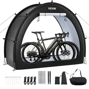 VEVOR Bike Storage Tent, 1 to 2 Bikes, Outdoor Spacious Bike Storage Tent with Ventilated Window, Waterproof Fan-Shaped Bike Tent with High Strength Fiberglass & Dual Zippers, Fit for Bicycle