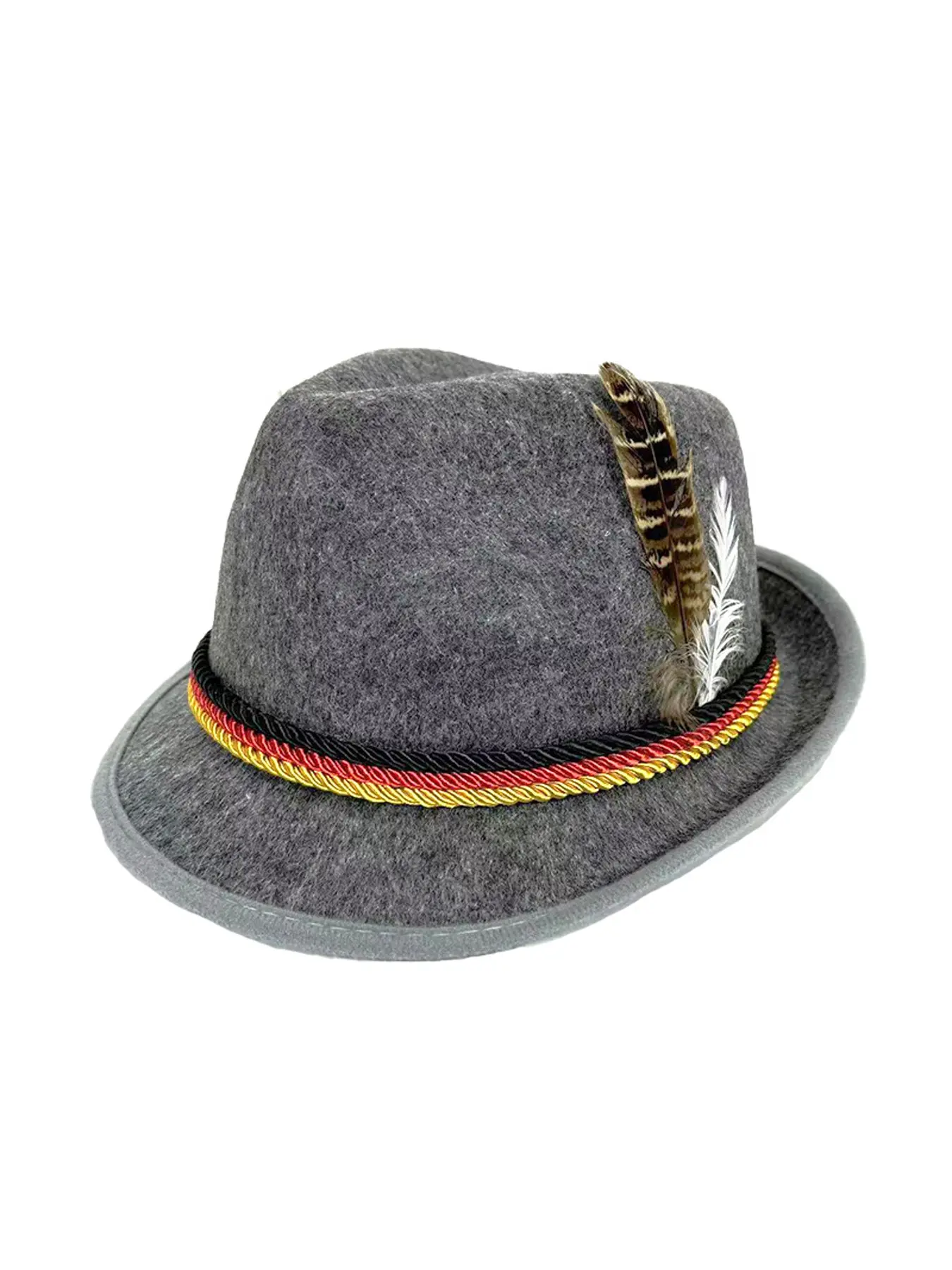 Oktoberfest Themed Fedora Hat with Feather and Braided Band, Unisex Adjustable Sun Hat for Men and Women, Streetwear for Festivals and Holidays