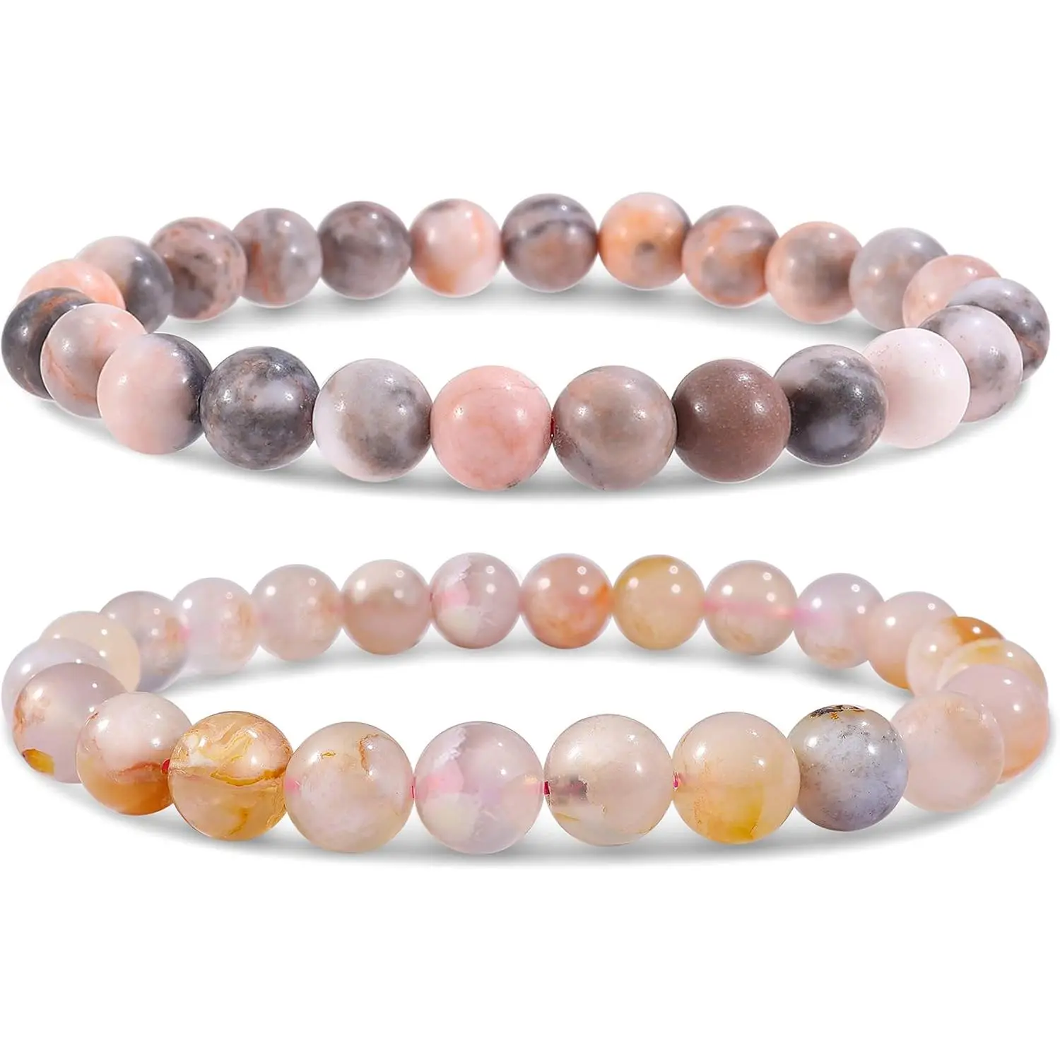 8mm Pink Jasper & Sakura Agate (Positive Energy & 