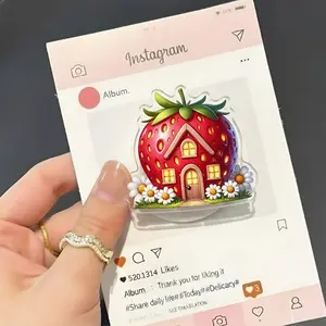 Whimsical Strawberry House Phone Grip  Cute Cottagecore Aesthetic Fairy House Pop Socket  Aesthetic Garden Daisy Phone Accessory  Kawaii Fruit Decor