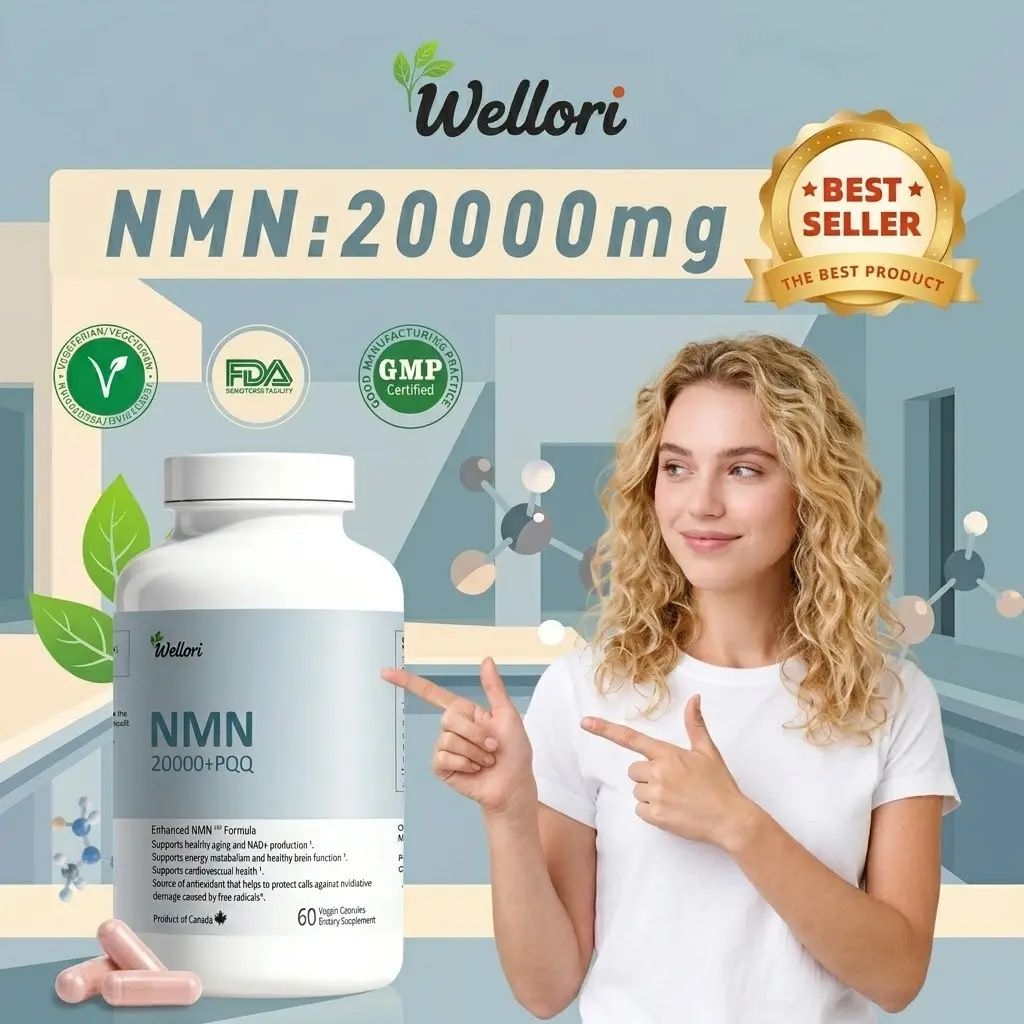 Keep Celluar Energy: Wellori NMN Supplement 20000mg with PQQ GABA Resveratrol & Passion Fruit Extract Supports Anti-aging NAD+ Precursor Edible Healthcare