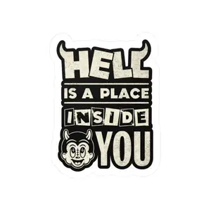 Copy of Hell Is a Place Inside You Sticker | Retro Devil Typography Kiss-Cut