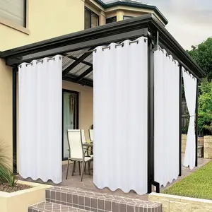 Waterproof Outdoor  Curtain – Thick Privacy Weatherproof Grommet Panel for Porch, Gazebo & Deck (54"x84", White, 1 Panel)