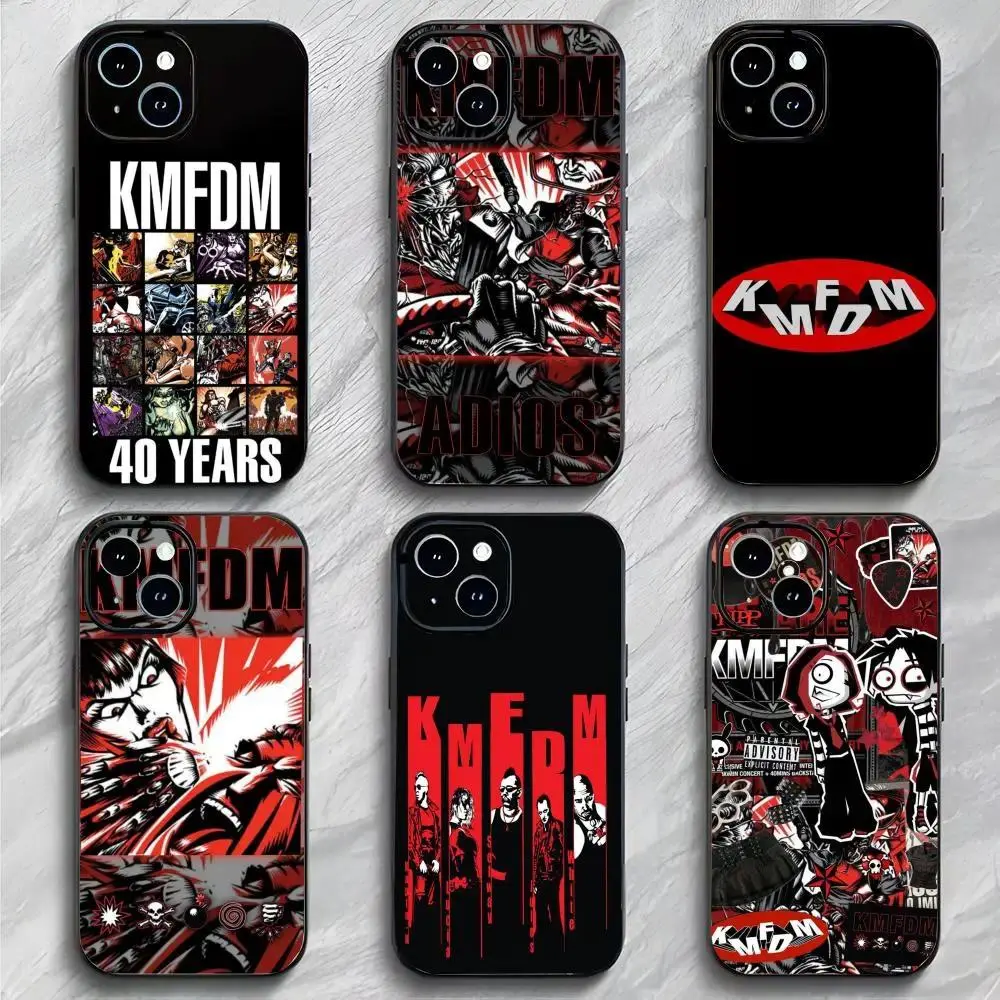 KMFDM Industrial Rock Band Smartphone Case, Black Matte Thin Shockproof Cover with Button Access, Handheld Devices Accessories for iPhone 11-17 Pro Max/Plus & Samsung Galaxy S23-S25