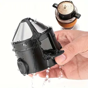 1pc Portable Pour-Over Coffee Dripper Stainless Steel Coffee Filter No-Paper Coffee Funnel Filter Foldable Hanging Ear Pour-Over Coffee Dripper Kitchenware Kitchen Gadgets Coffee Strainer
