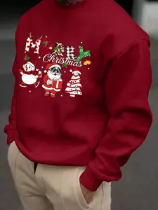 Men's Christmas Round Neck Pullover, Festive Graphic Print Sweater, Urban Fashion, Daily Wear, Unisex Holiday Gift