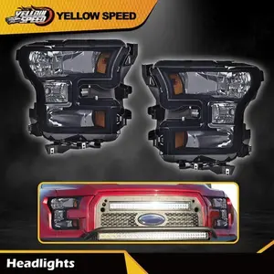 1Pair Smoke Lens Amber Corner Headlights HeadLamps Fit For 2015-2017 Ford F150