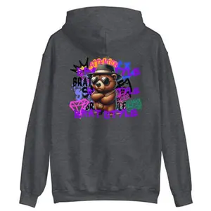 Brat Style Graffiti Unisex Hoodie Hoodie featuring image of Teddy bear in shades standing in front of Brat Style Graffiti