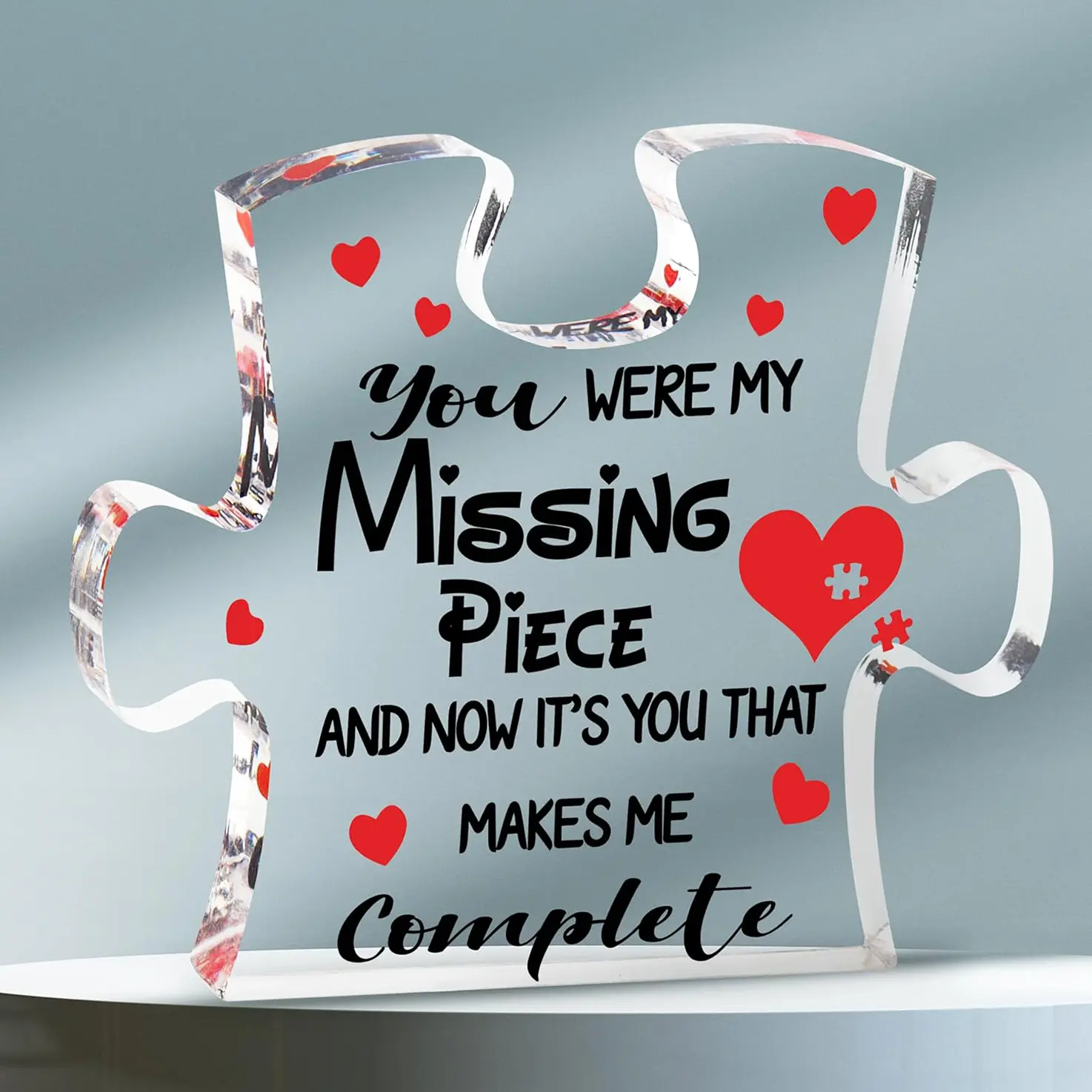 Anniversary Puzzle-Shaped Plaque Gifts for Girlfriend on Christmas Anniversary Valentines Birthday Gifts for Her Him Boyfriend Wife Husband Romantic Home Decor - Acrylic Puzzle Plaque