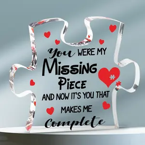 Anniversary Puzzle-Shaped Plaque Gifts for Girlfriend on Christmas Anniversary Valentines Birthday Gifts for Her Him Boyfriend Wife Husband Romantic Home Decor - Acrylic Puzzle Plaque