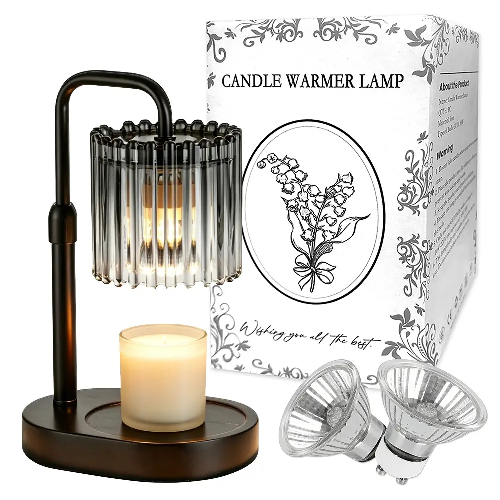 Wax Home Fragrance Lamp, Bellflower Decor Light, Height Adjustable Timing Function, Comes with 2 Extra Bulbs Provided, No Flame Smokeless Aromatherapy Lamp for Desktop Apartment Decor