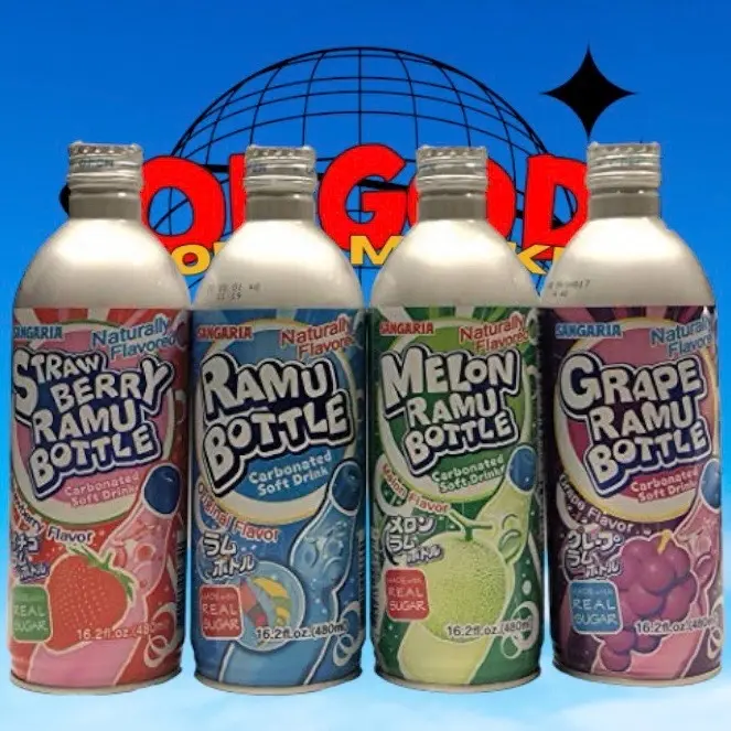 SANGARIA RAMUNE ALUMINUM BOTTLE - 16.2 FL OZ Beverage *New Flavor Alert* White Peach Drink