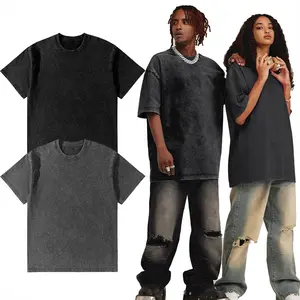 2 Pack Black Grey Vintage Washed Gym Fit T Shirts Heavyweight Cotton Oversized Tees Loose Fit Workout Tops Unisex Men Women Casual Streetwear Summer Spring Basic Tee