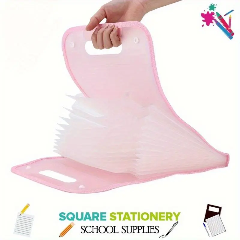 Square Stationery Vertical Handheld Paper File Folder Multi-layer Expanding Document Sorting Storage
