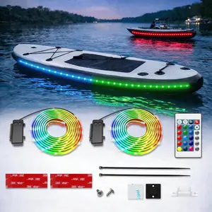 2 Pcs 6FT IP68 Submersible RGB Battery Powered Marine LED Boat Strip Lights with Remote, Interior Courtesy Deck Lighting for Kayak SUP Canoe Pontoon Jon Boat Bass Boat Fishing Safety