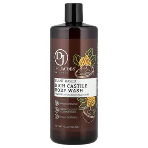 Dr. Jacobs Naturals Plant-Based Rich Castile Body Wash, Organic Shea Butter, 32 oz (946 ml)