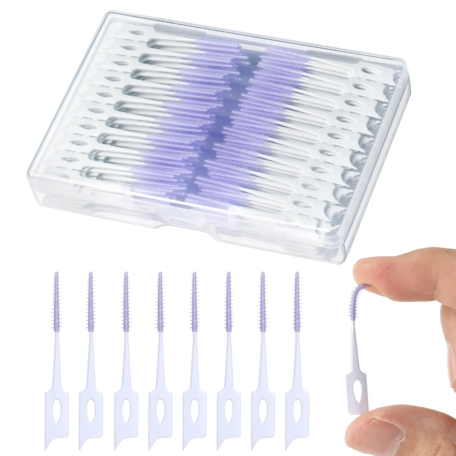 220 PCS Dental Floss Picks Soft Silicone Interdental Brush for Teeth Cleaning with Case Purple Color Lightweight Portable Oral Hygiene Tool Orthodontic Flossers Daily