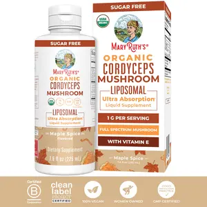 MaryRuth's Organic Cordyceps Mushroom Supplement - Ultra Absorption Liposomal - Full Spectrum Mushroom - 200mg Beta-Glucans Per Serving - 15 Servings