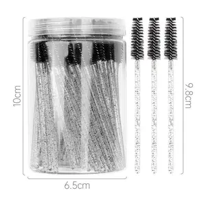 100PCS Disposable Eyelash Brush, Mascara Wands Makeup Brushes Applicators Kits for Eyelash Extensions and Eyebrow Brush with Container (Black/Green/Blue/Pink)