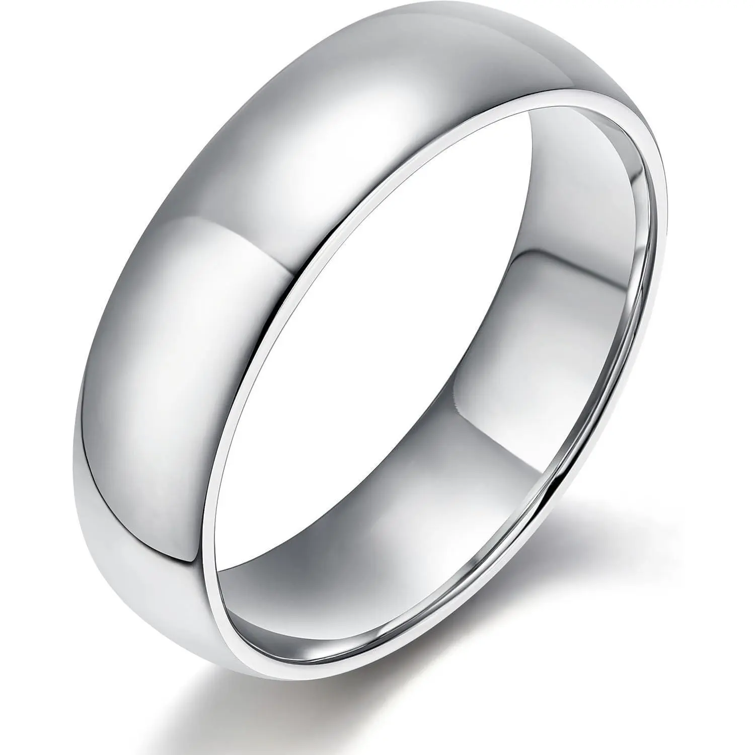 2mm 4mm 6mm Silver Ring High Polish Plain Dome Wedding Band Comfort Fit Size 3-13