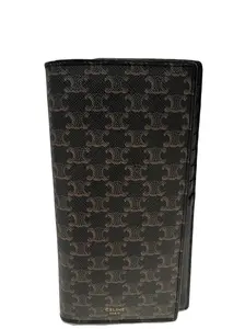 Pre-owned Celine Canvas Bag Accessories N26042355 Black Macadam Long Wallet
